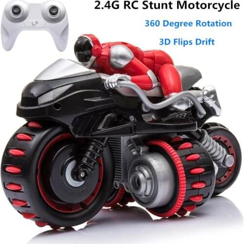 Large Size High Speed Remote Control RC Stunt Motorcycle Drift Racing Car Simulation Motorcycle Power Motor 3D Flip Rotation Toy