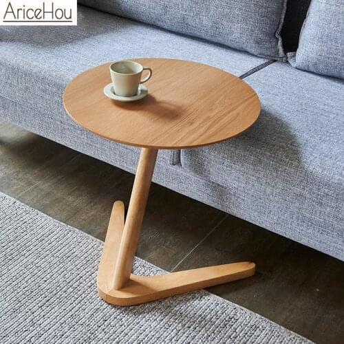 Home Side Table Furniture Round Table for Living Room Movable Round Coffee Table Design End Table Sofaside Wooden Small Desk
