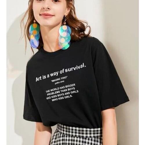 Kuakuayu HJN Art Is a Way of Survival T-Shirt Funny Letter Printed T Shirts Big Problem Letter Printed Tshirt Summer Funny Shirt