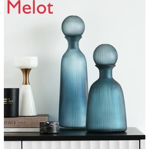 Geometric creative glass vase vase ornaments with lid storage tank dual-purpose home living room soft decorations