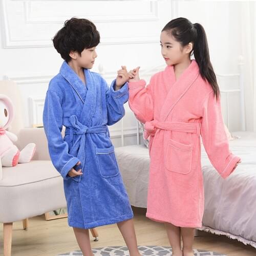 Family Robe 100% Cotton Toweling Terry Robe For Adult Boy Girls Robe Warm Bathrobe Soft Sleeprobe Women Casual Homewear халат