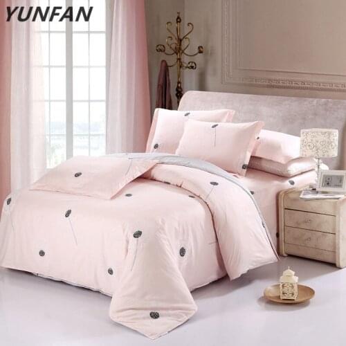 New Arrival 100% Cotton Sweet Pink Dandelion Bedding Set Romantic 4pcs queen king size Printed Bedsheet Pillowcase Duvet Cover