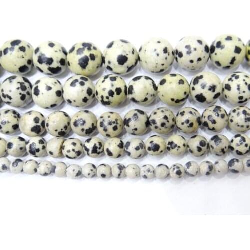Natural Stone Dalmation jaspers Round Beads 4 6 8 10 12 14MM Loose Beads DIY Charms Bracelet Handicraft Beads For Jewelry Making