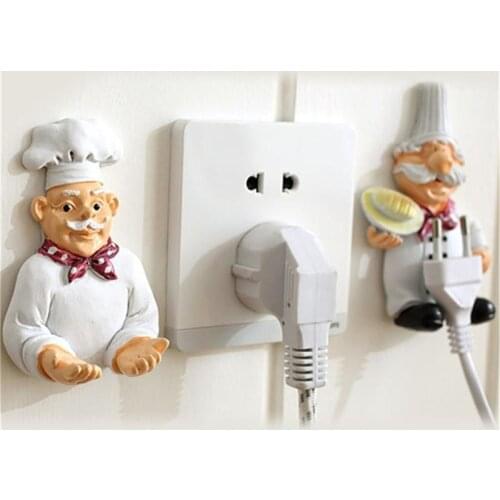 Multifunction Cartoon Power Cord Socket Storage Hook Resin Self Adhesive Universal Chef Hook Wall Mount Hanging Storage Rack