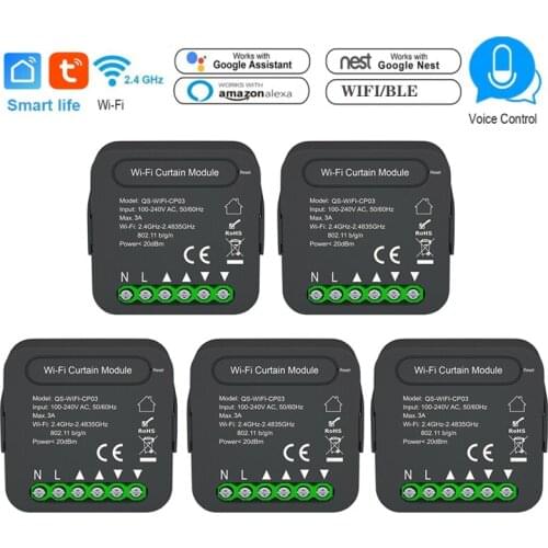 Tuya Smart Life WiFi Blind Curtain Switch Module For Rolling Shutter Google Home Alexa Voice Control App Timer BK Dual Mode