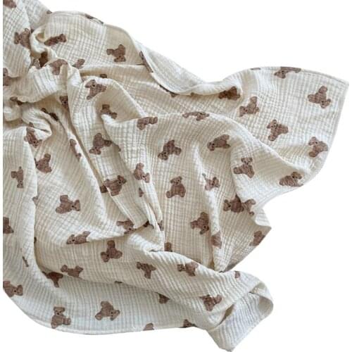 GXMB Baby Muslin 2/3 Layers Swaddle Wrapped Blanket Stroller Cover Blanket Bear Print Sleeping Bag Infants Bath Towel