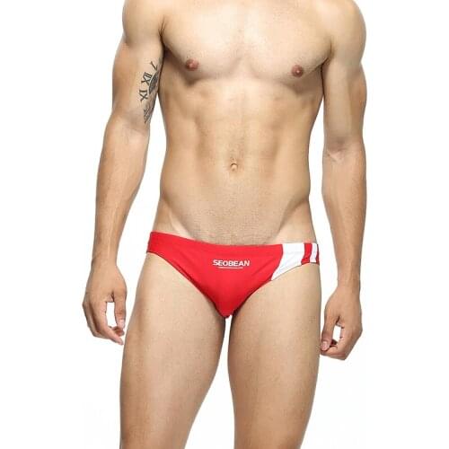 Gay Mens Swimwear Men Swim Briefs Low Rise Mens Bikini Swimwear Bathing Suit Men Banador Hombre Patchwork Nylon Swimsuit Man