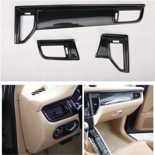 Carbon Fiber abs Car Dashboard Side Air Outlet Cover Trim Passager Side Panel Car Sticker For Porsche Macan 2014-2020