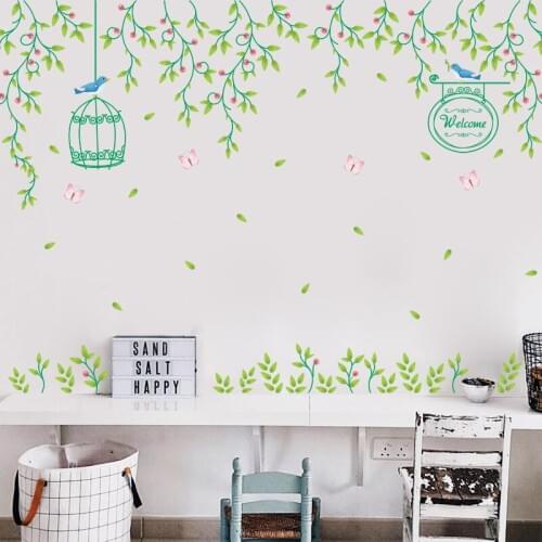 Flower vine bird cage wall sticker PVC Material DIY Creative wall decals For Living room sofa background wall home decor sticker