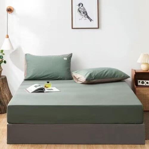100%Cotton Fitted Sheet Solid Color Mod Bed Cover Soft For King/Queen Size 1.5/1.8M Home Bed Bedding Cover Bed Bedspread