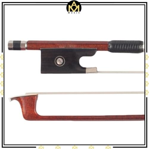 NEW 4/4 Carbon Fiber Violin Bow Pernambuco Veneer Bow Round Stick Silver Wire Wrapped Lizard Skin Great Performance