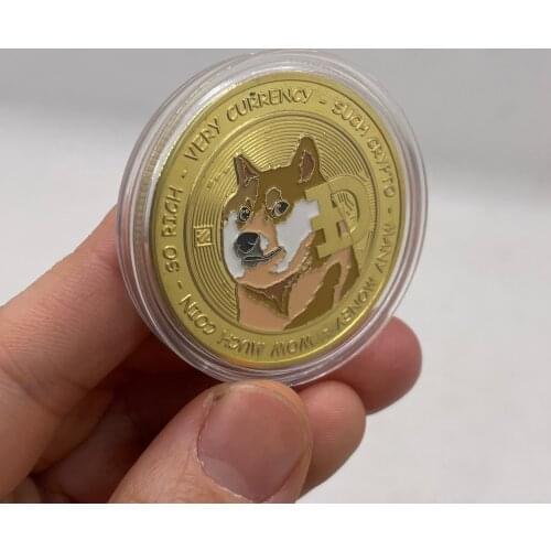 New arrival Gold Plated Silver Dogecoin Commemorative Coins Cute Dog Pattern Dog Year Collection Coins Gifts