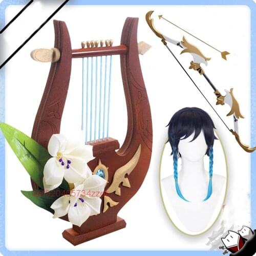 Anime Genshin Impact Cosplay Wig Prop Weapon Hunting Bow Cosplay Barbatos Sky Piano Poet of Style Wendi