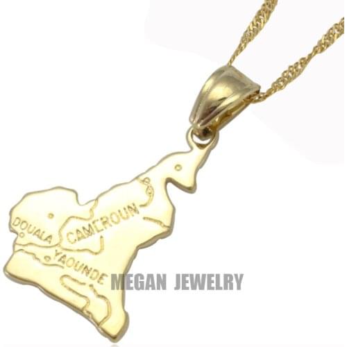 Cameroon map pendant & necklace for women & men, country map Africa Cameroon map jewelry