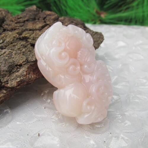 Natural ice color chalcedony pendant Lucky brave men and women hanging off evil spirits Manao Pi genuine jade pendant