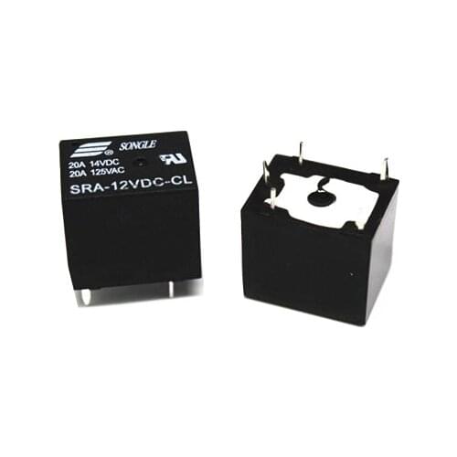 5Pcs 5V 12V 24V 20A DC Power Relay SRA-05VDC-CL SRA-12VDC-CL SRA-24VDC-CL 5Pin PCB Type In stock Black Automobile relay