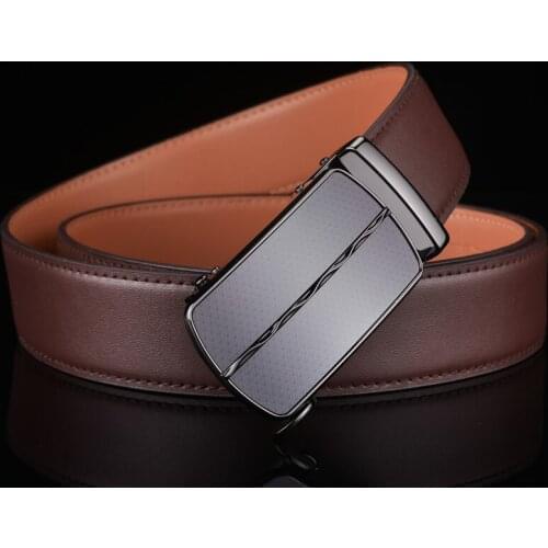 Plyesxale Men Belt Genuine Leather Sliding Ratchet Automatic Buckle Belt For Men Designer Mens Belts Luxury Cowskin Cinto G45