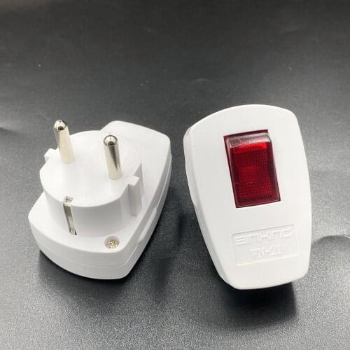 AC Schuko Germany Type F Rewireable Power Plug 250V 16 Amp W/ LED Indicator Switch Detachable European Plugs