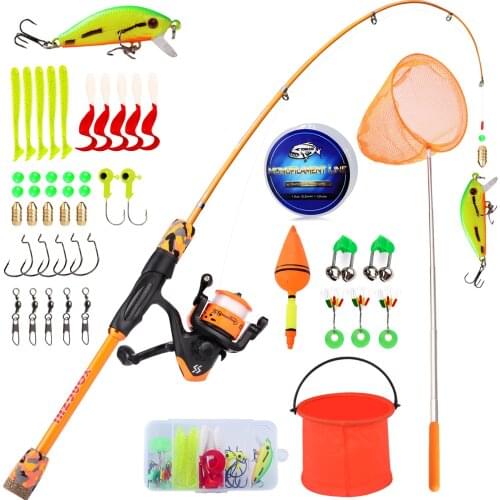Sougayilang Fishing Rod and Reel Combo Spinning Fishing Rod and Spinning Reel Fishing Line Lure Hook Full Set Gifts for Children