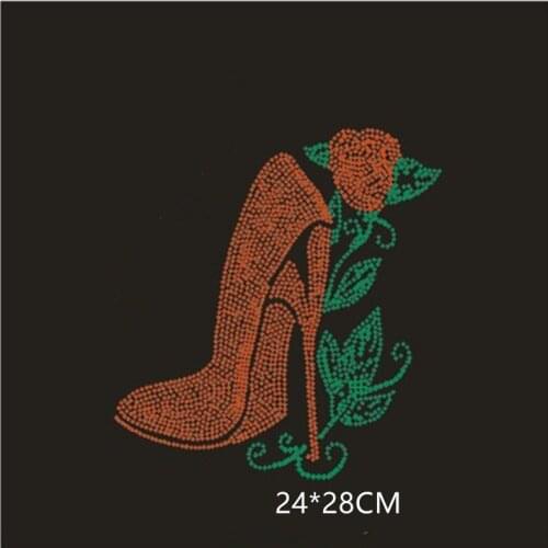 High heel rose Rhinestone Applique fixing rhinestones hot fix rhinestone transfers iron on crystal transfers