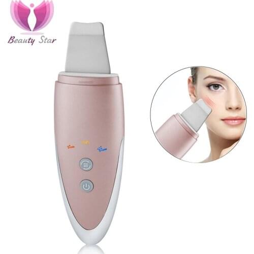 Beauty Star Ultrasonic Skin Scrubber Cleaner Face Cleaning Acne Removal Massager Ultrasound Vibration Peeling Massage Machine