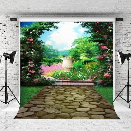 VinylBDS 10x10ft Wedding photography Background Garden Arches Stone Road Photography Backdrops Photography Backdrop