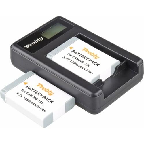 2Pcs Probty NB-13L NB 13L Battery + USB LCD Charger for Canon PowerShot G5 X G7 X G7 X Mark II G9 X SX620 HS SX720 HS Camera