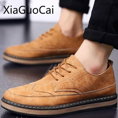 Yellow Lace Up Mens Flat Casual Shoes Fashion Mens Business Flat Shoes Outdoors Casual Flat Shoes
