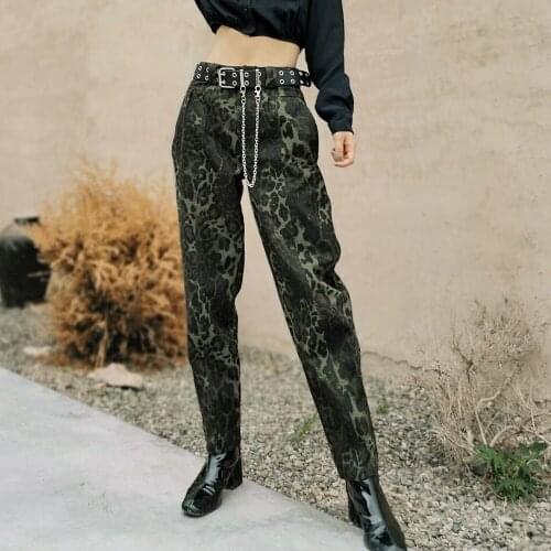 Great quality Leopard print denim pants female drape harem pants All-match slim feet bud pants leopard pants jeans F1688