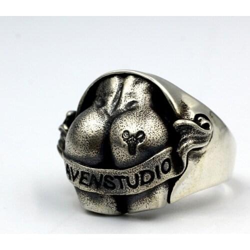 Punk 925 Sterling Silver Ladies Big Butts Ring Vintage Ass Jewelry Hip Hop Party Accessories For Men Rings Band Birthday Gifts