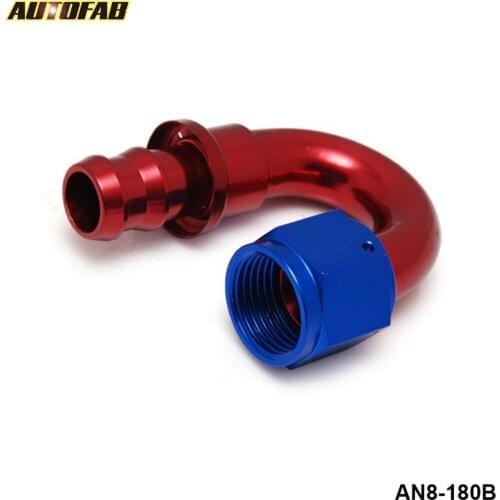 10pcs/lot 8AN AN8 180 Degree Aluminum Hose End Fitting Oil Fuel Line Adapter Push On AF-AN8-180B