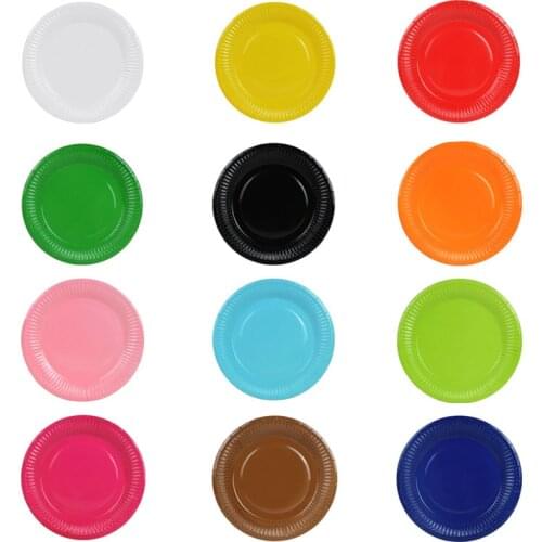 10Pcs Colorful Disposable Tableware Happy Birthday Paper Plate For Wedding Party Supplies Baby Shower Cake Tray Disposable Plate