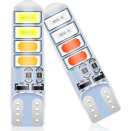 T10 Two Color LED Bulb Flash Clearance Lights Taillight Brake Light 5730 8 SMD Silicone Double Color Lamp Red Yellow White Blue
