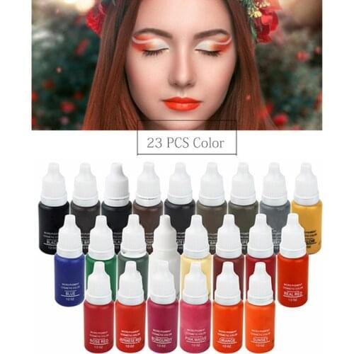 23 color 15ml/bottle Microblading tattoo ink Pigment Permanent Makeup Tattoo Ink Cosmetics Tool for Eyebrow Eyeliner Lip tattoo