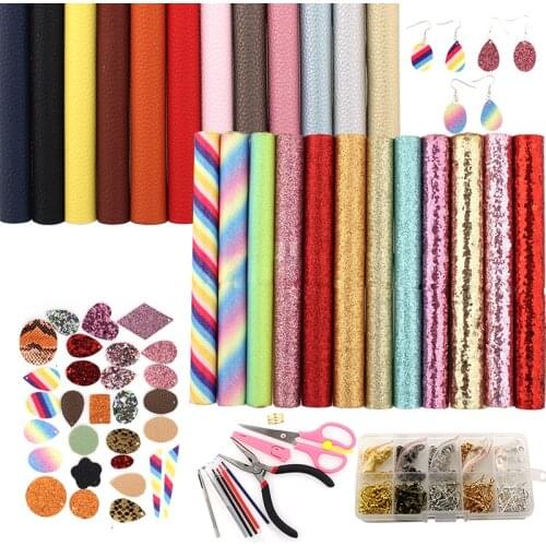 24 Pcs Faux Leather Sheets Leather Earring Making Kits Tools for DIY Leather Product Earrings Craft Making Supplies Bows