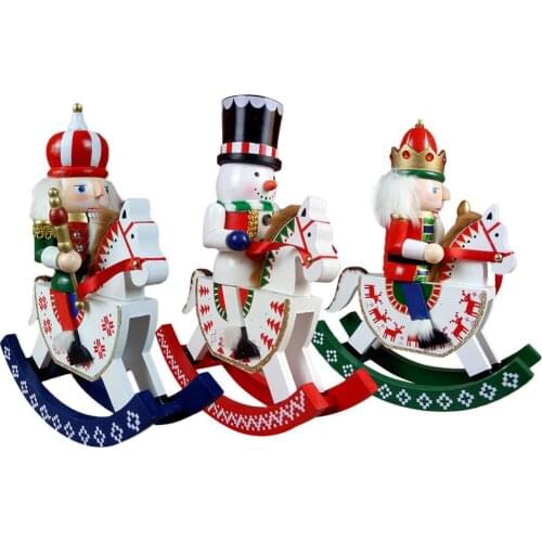 30cm Soldier Nutcracker Christmas Decoration Rocking Horse Collectible Wooden Christmas Nutcracker Festive Holiday Decor