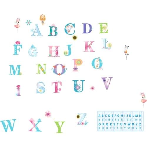 3D Cartoon Jungle wild 26 Letters Alphabet Animals Wall Stickers for Kids Rooms Home Decor Children Wall Decal Poster Murals