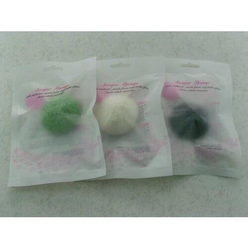 50pcs/lot 100% Natural Bamboo charcoal fiber Konjac sponges for effective skin cleaning and care for natural 70*40MM in english