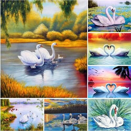 DIY 5D Diamond Painting Full Round Drill Animal Swan Diamond Embroidery Mosaic Cross Stitch Kits Painting Home Decor Gift