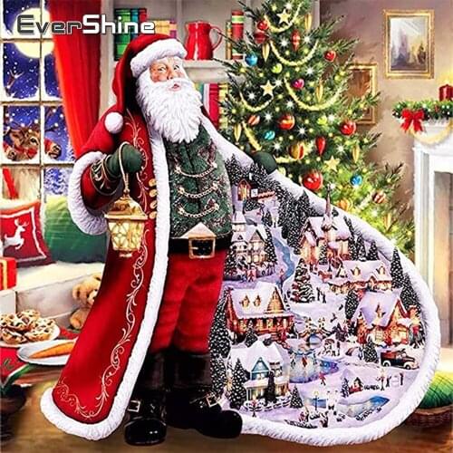EverShine DIY Diamond Mosaic Cartoon Picture Of Rhinestones Diamond Embroidery Santa Claus Mosaic Art Christmas Home Decor