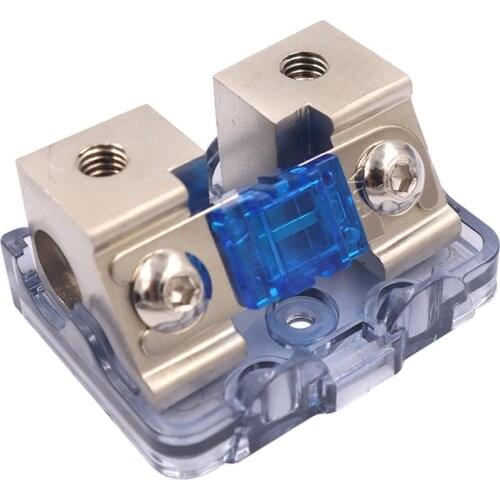 Car Audio Stereo 2/8 AWG Bolt-on Zinc Alloy Nickel Plating Fuse In/Out Nickel-Plated Fuse Holder High Temperature Resistance