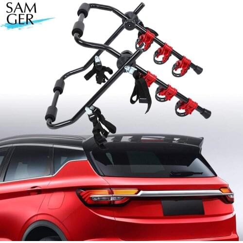 Samger Car Rear Bike Carrier Loading 3 Bikes Bicycle Tailgate Car Rack Safety Ropes Rear Stand Carrier