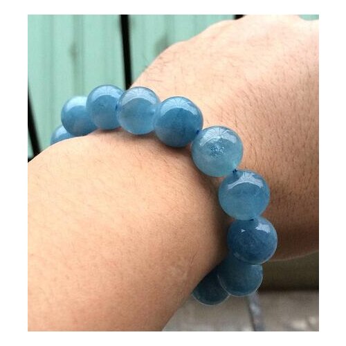 Free Shipping 14.5mm Authentic Brazilian natural ice semi-transparent blue sea blue treasure bracelet