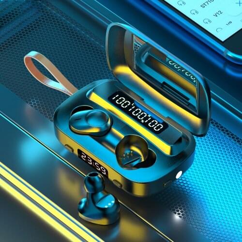 JIETMT M13 TWS Wireless Headphones Bluetooth Earphones Waterproof with Microphone LED Flashlight Makeup Mirror Sport Headset