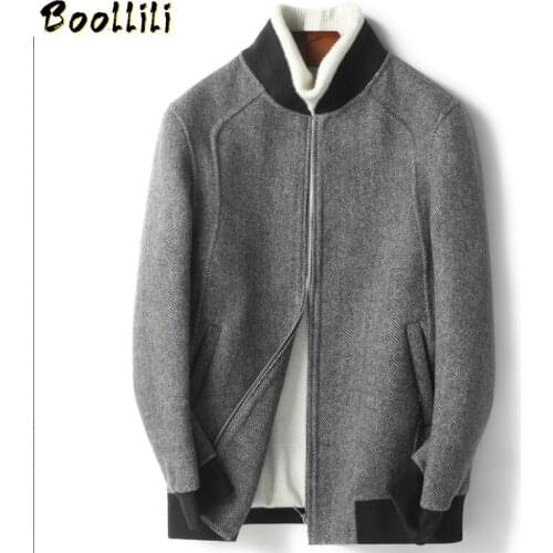 Boollili 2020 Double-sided Wool Coat Men Casual Short Overcoat Autumn Mens Coats and Jackets Abrigo Hombre
