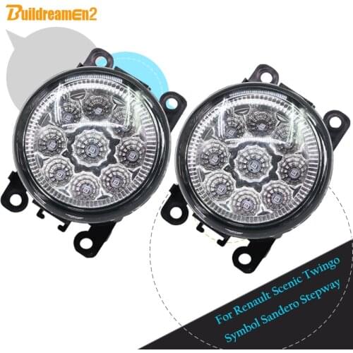 Buildreamen2 For Renault Symbol Sandero Stepway Scenic Twingo 2 x Car Front Fog Light LED Light DRL Daytime Running Light 12V DC