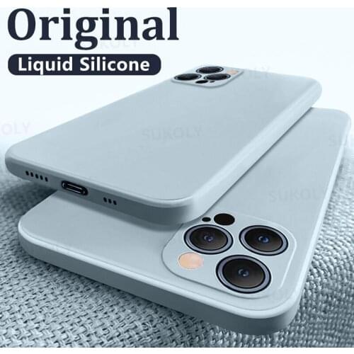 Case For iPhone 12 Pro Max 11 Luxury Liquid Silicone Case For iPhone 11 XR XS Max 8 7 Plus SE 2020 X 6S Square Soft Phone Cover