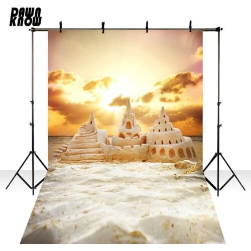 DAWNKNOW Seaside Photography Background Sand Sunset Photocall Polyester Children Backdrops For Wedding Photo Studio lv863