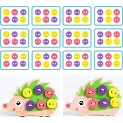 Wooden Montessori Hedgehog Fine Motor Skills Toddlers Educational Kids Toys For Children Montessori Threading Lacing Toy Gift
