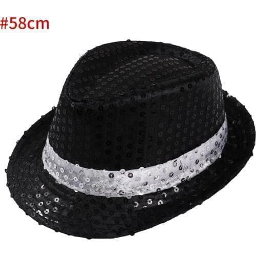 Kid Adult Sequins Jazz Hats Fedora Hat Party Showing Stage Performance Sequin Top Hat Boy Girl Men Woman Stage Dance Cap Fedora